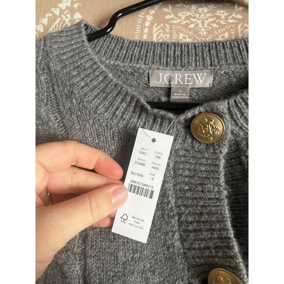 NWT J. Crew Gray Cable Knit Cardigan Sweater - Picture 6 of 8